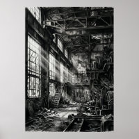 Usine Industrielle Abandonnée Noir Blanc Urbain Ex