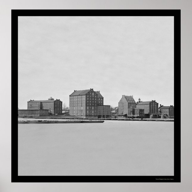 Poster Usines sur la rivière James à Richmond, VA 1865 (Devant)