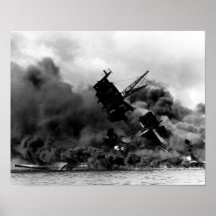Poster USS Arizona Brûler À Pearl Harbour