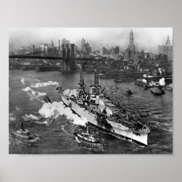 Poster USS Arizona sur l'East River - NYC - 1916