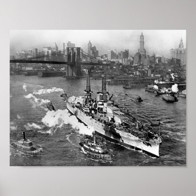 Poster USS Arizona sur l'East River - NYC - 1916 (Devant)