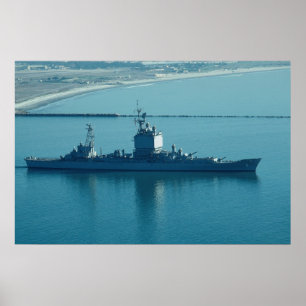Poster USS Long Beach", croiseur nucléaire CGN-9, le