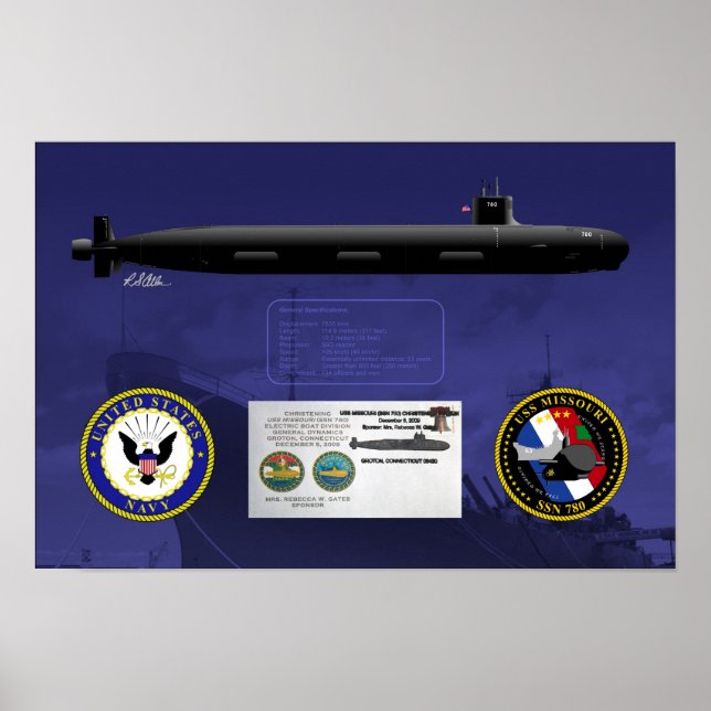 Poster USS Missouri Christening Print (Devant)