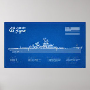 Poster USS Missouri - Plan de plan d'expédition ABD