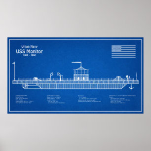 Poster USS Monitor - Plan de plan d'expédition ABD