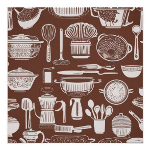 Poster Ustensile de cuisine thème papier enveloppement