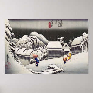 Poster Utagawa Hiroshige - Neige du soir à Kanbara