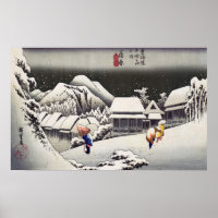 Utagawa Hiroshige - Neige du soir à Kanbara