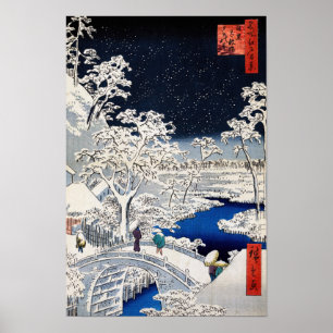 Poster Utagawa Hiroshige - Pont des tambours à Meguro