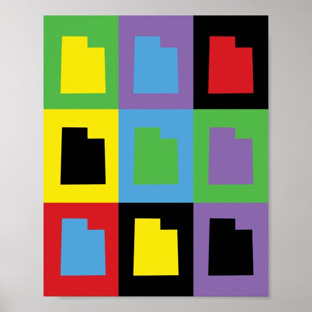 Poster Utah Colorful Pop Art State Outline Motif (Devant)