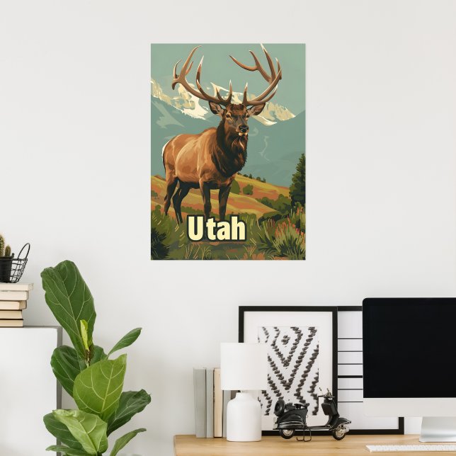 Poster Utah Elk (Bureau à domicile)
