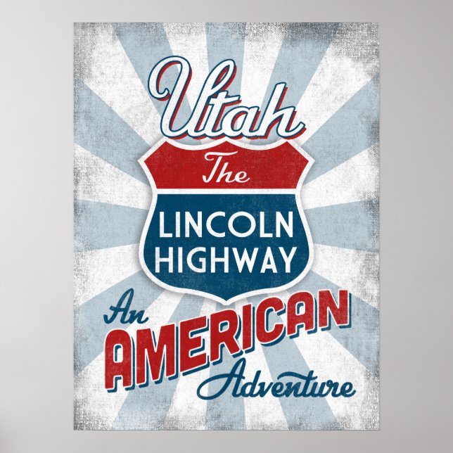 Poster Utah Lincoln Highway Amérique Vintage (Devant)