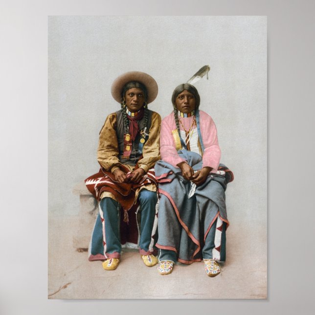 Poster Ute Indian Couple - Pee Viggi et Squaw (Devant)