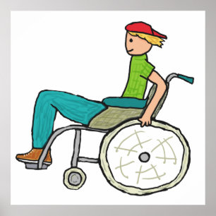 Poster Utilisateur en fauteuil roulant à vitesse amusante