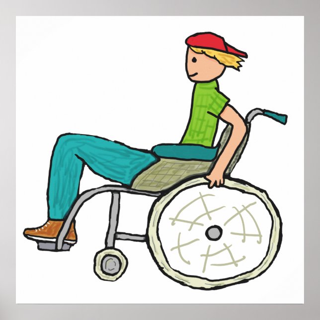 Poster Utilisateur Fauteuil Roulant Amusant (Devant)