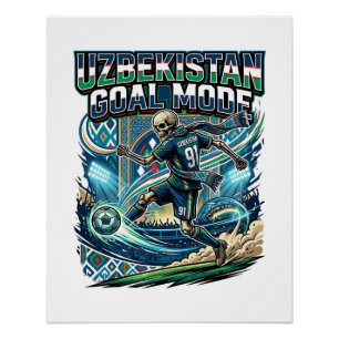 Poster Uzbekistan Mode de but squelette attaquant nations