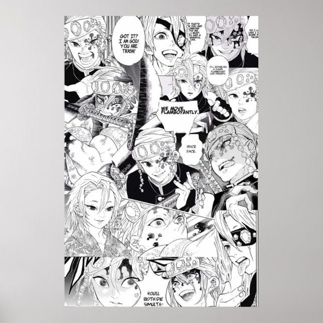 Poster Uzui Tengen Demon Slayer KNY Collage (Devant)
