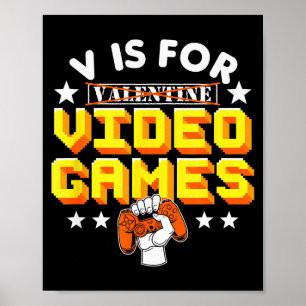 Poster V est pour la Saint-Valentin des jeux vidéo drôle