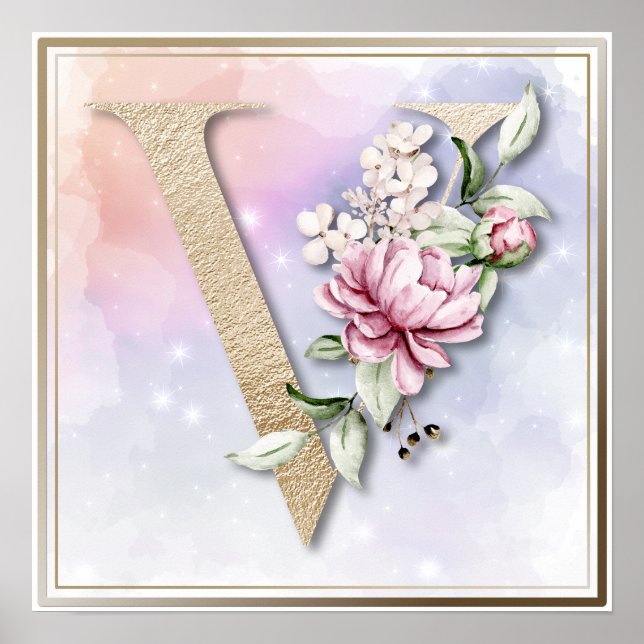 Poster V Rose rose rose monogramme (Devant)