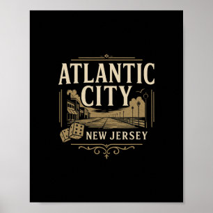 Poster Vacances à Atlantic City New Jersey Casino Jeux de