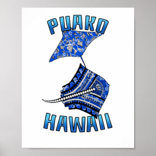 Poster Vacances à Puoko Hawaii Stingray tribal