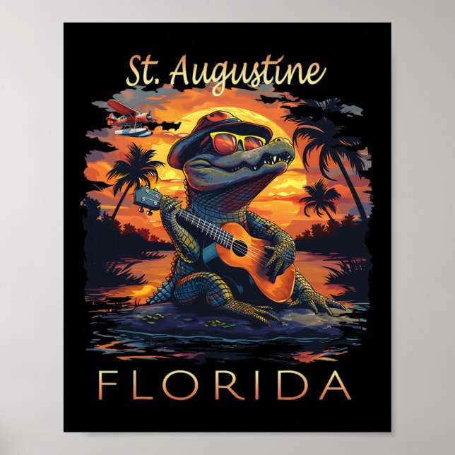Poster Vacances à St. Augustine Floride Alligator Mignon  (Devant)