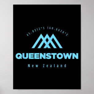 Poster vacances de montagne à Queenstown ski nouvelle-zél