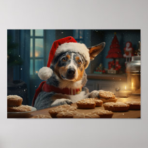 Poster Vacances de Noël de chien de bétail australien