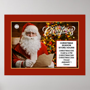 Poster Vacances de Noël Père Noël Boutique d'affaires Heu