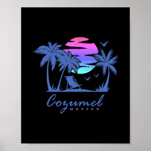 Poster Vacances de printemps à la plage à Cozumel au Mexi