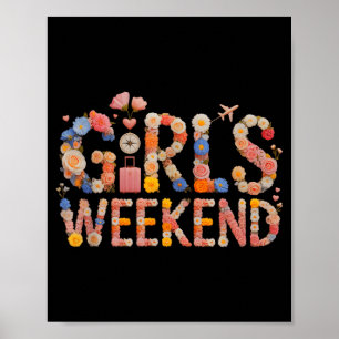 Poster Vacances de surf de week-end des filles rétro salé
