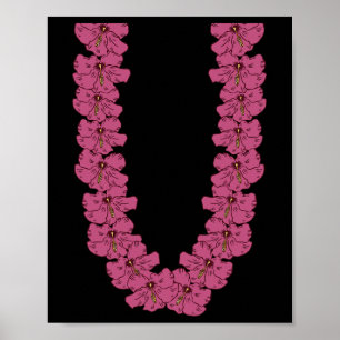 Poster Vacances d'été tropicales chaîne de fleurs hawaïen