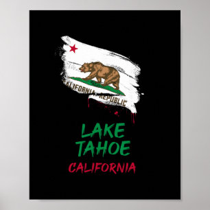 Poster Vacances Drapeau Tache de Peinture Lake Tahoe Cali