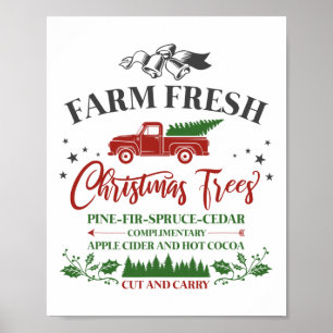 Poster Vacances en famille Ferme Vintage Fraîches Arbres