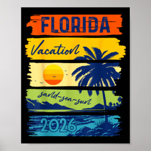 Poster Vacances en Floride 2026 Mer Sable Plage Été Voyag