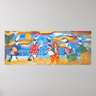 Poster Vacances en pingouin