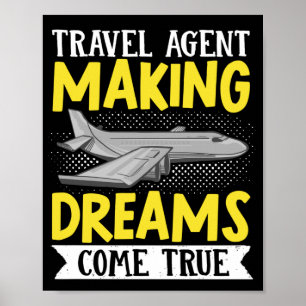 Poster Vacances en vol Agent de voyage Faire des rêves