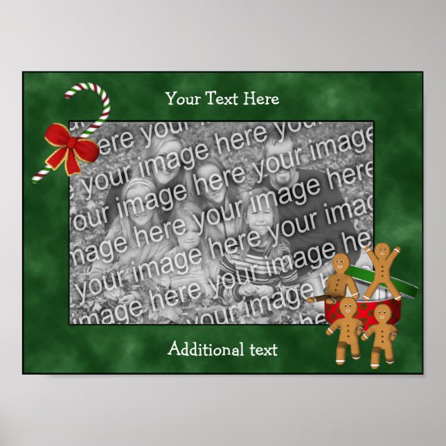 Poster Vacances Gingerbread Men Frame Ajouter Votre Photo (Devant)