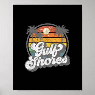 Poster Vacances Gulf Shores Alama Palmier Rétro Plage 7