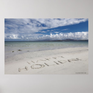 Poster Vacances heureuses écrites sur la plage