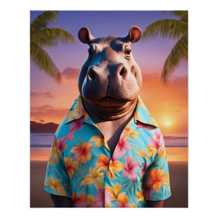 Poster Vacances Hippopotamus