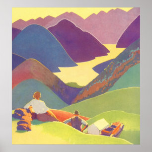 Poster Vacances vintages en famille, Pique-nique dans les