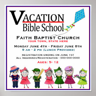 Poster Vacation Bible School Poster/Flyer - Kids/Kite
