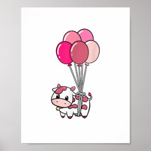 Poster Vache Birthday Balloon Theme Party Fermier Anniver