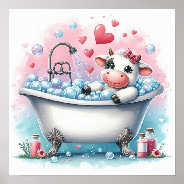 Poster Vache de bain bulle (Devant)