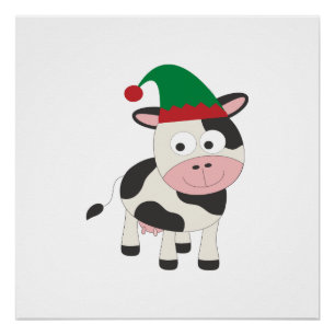 Poster Vache Elfe Noël