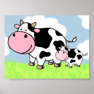 Poster Vache et bébé