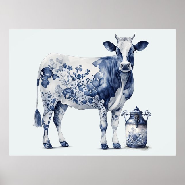 Poster Vache et pot de lait (Devant)