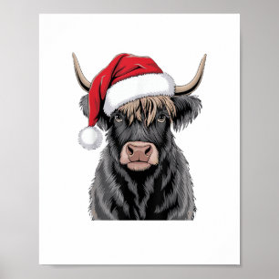 Poster Vache Highland Père Noël Vache Highland Lover Fa