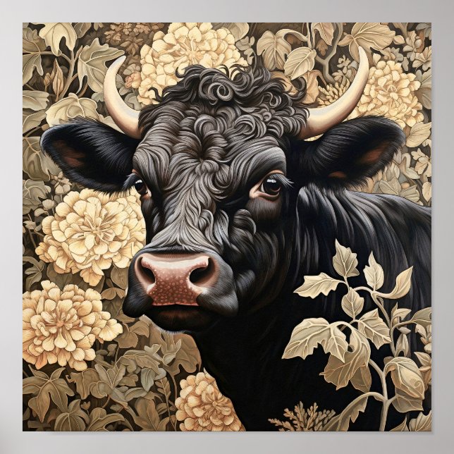 Poster Vache noire du jardin (Devant)